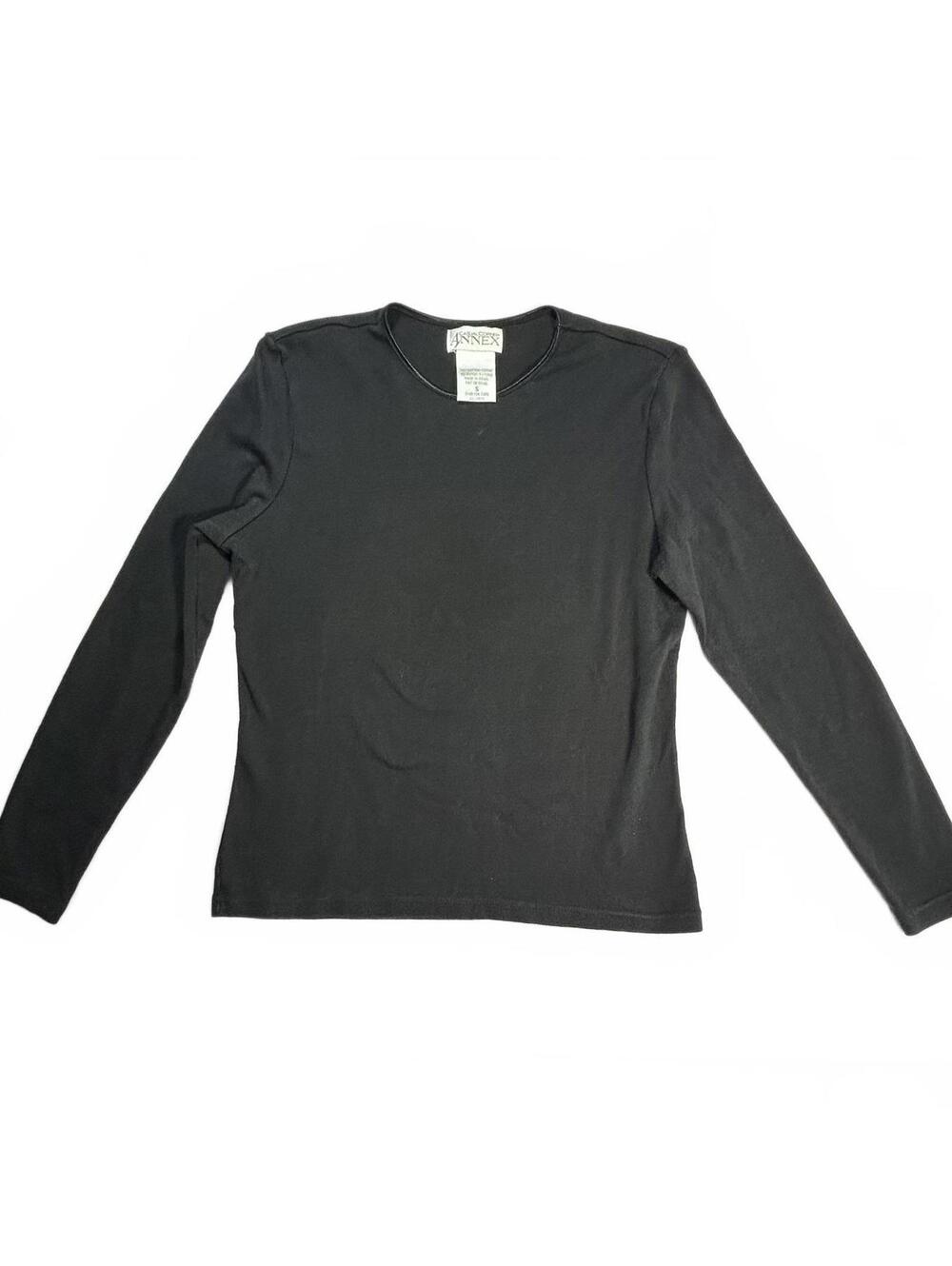 Casual Corner ANNEX Black Ribbed Crew Neck Top Size Small Minimalist Casual